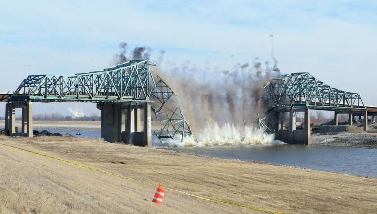 Bridge demolition controlled demolition